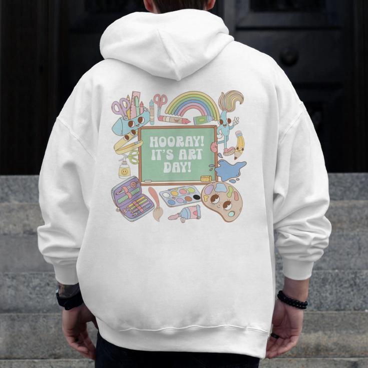 Retro Hooray It's Art Day Art Teacher Back To School Women Men Zip Up Hoodie Back Print, funny design Retro Hooray It's Art Day Art Teacher Back To School Women Men Zip Up Hoodie Back Print, funny design