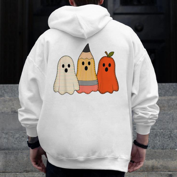 Retro Pencil Ghost Boo Spooky Teacher Halloween Costume Men Zip Up Hoodie Back Print, funny design Retro Pencil Ghost Boo Spooky Teacher Halloween Costume Men Zip Up Hoodie Back Print, funny design