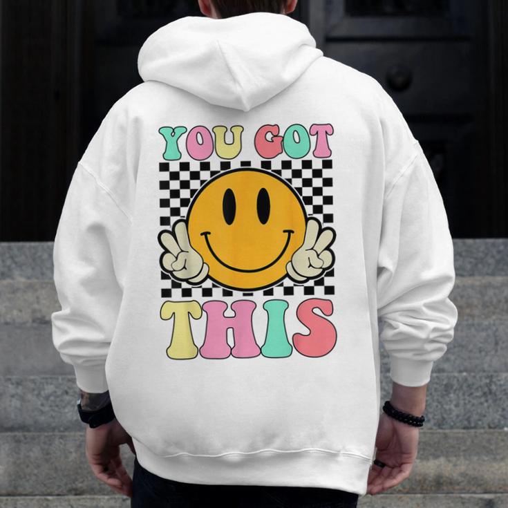 You Got This Retro Smile Motivational Testing Day Teacher Men Zip Up Hoodie Back Print, funny design You Got This Retro Smile Motivational Testing Day Teacher Men Zip Up Hoodie Back Print, funny design
