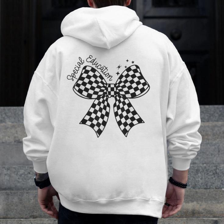 Retro Special Education Squad Coquette Bow SPED Teacher Men Zip Up Hoodie Back Print, funny design