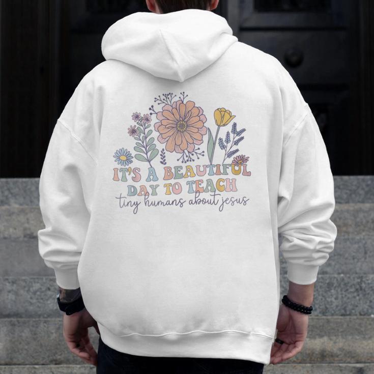 Retro I Teach Tiny Humans About Jesus Christian Teacher Men Zip Up Hoodie Back Print, funny design Retro I Teach Tiny Humans About Jesus Christian Teacher Men Zip Up Hoodie Back Print, funny design