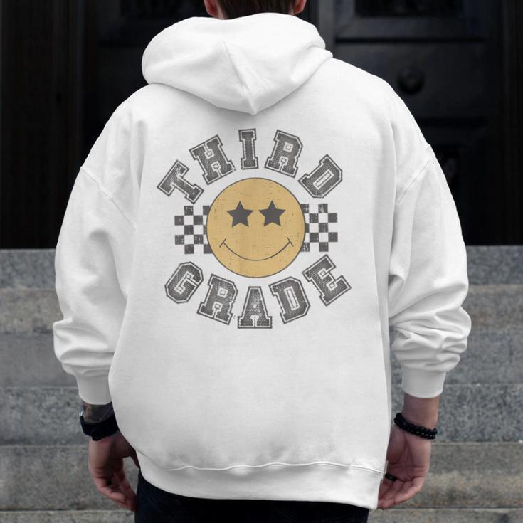 Retro Third Grade Teacher Student 1st Day Back To School Men Zip Up Hoodie Back Print, funny design