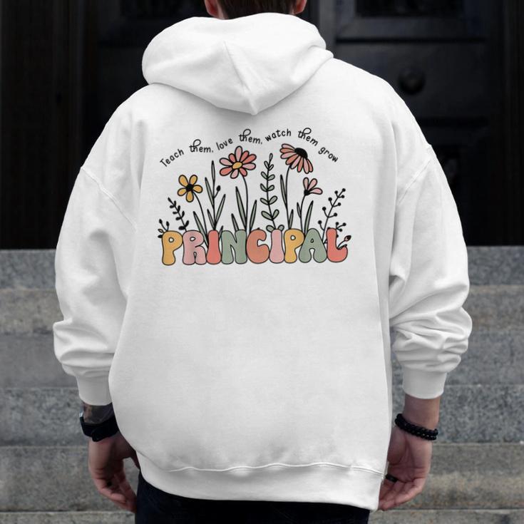Retro Vintage Floral Principal Shirt For Women Teachers Day Men Zip Up Hoodie Back Print, funny design Retro Vintage Floral Principal Shirt For Women Teachers Day Men Zip Up Hoodie Back Print, funny design