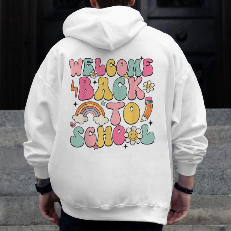 Retro Welcome Back To School Teacher Appreciation Boys Girls Men Zip Up Hoodie Back Print, funny design Retro Welcome Back To School Teacher Appreciation Boys Girls Men Zip Up Hoodie Back Print, funny design