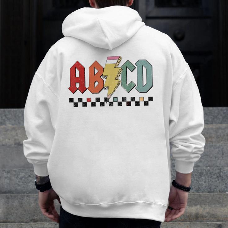 Rock Abcd Back To School Abcd Preschool Teacher Appreciation Men Zip Up Hoodie Back Print, funny design Rock Abcd Back To School Abcd Preschool Teacher Appreciation Men Zip Up Hoodie Back Print, funny design