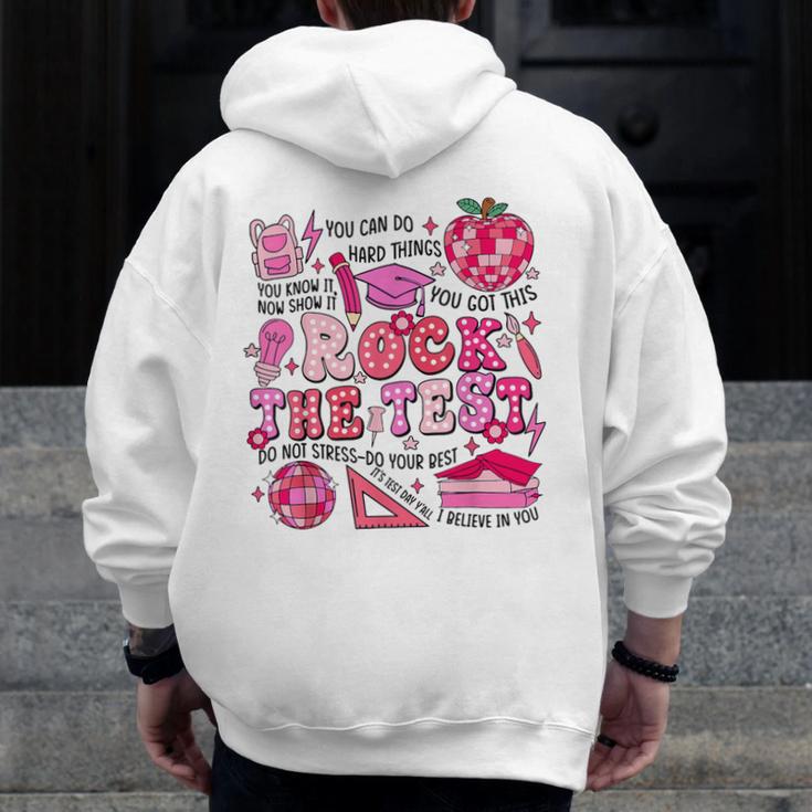 Rock The Test Testing Day Don't Stress Do Your Best Teacher For Men Women Girls Kids Men Zip Up Hoodie Back Print, funny design Rock The Test Testing Day Don't Stress Do Your Best Teacher For Men Women Girls Kids Men Zip Up Hoodie Back Print, funny design