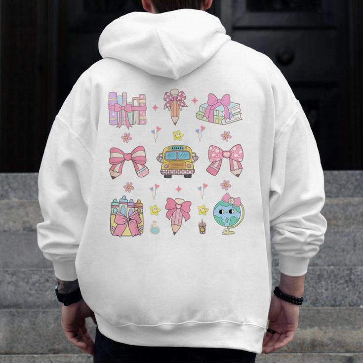 School Pencils And Bows Teacher Bow Coquette Pencil Girls Men Zip Up Hoodie Back Print, funny design School Pencils And Bows Teacher Bow Coquette Pencil Girls Men Zip Up Hoodie Back Print, funny design