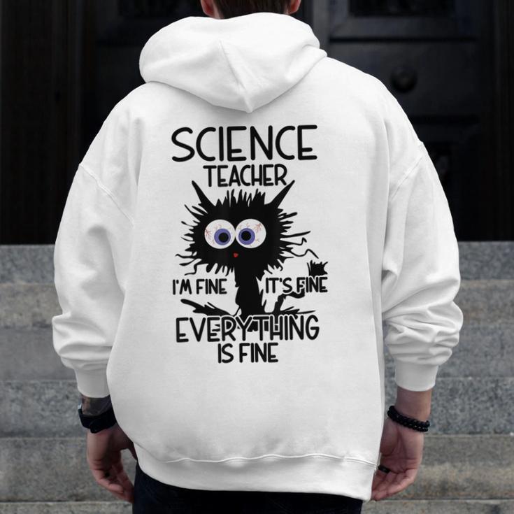Science Teacher Appreciation Merch -Adults -Youth Grey Classic Fit Modern Science Theme Cartoon Men Zip Up Hoodie Back Print, Science Teacher Gifts, funny design