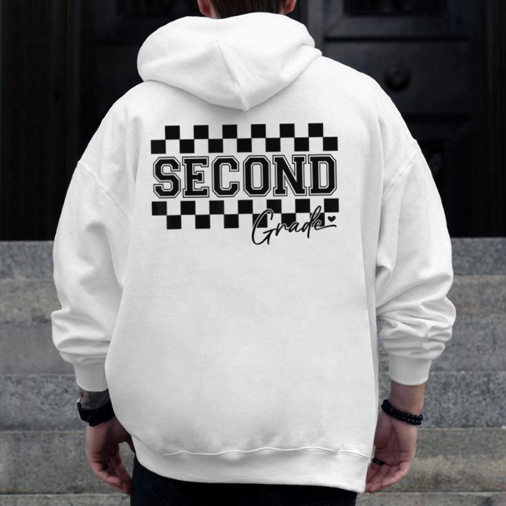 Second Grade Checkered Teacher 1st Day Back To School Women Men Zip Up Hoodie Back Print, funny design Second Grade Checkered Teacher 1st Day Back To School Women Men Zip Up Hoodie Back Print, funny design