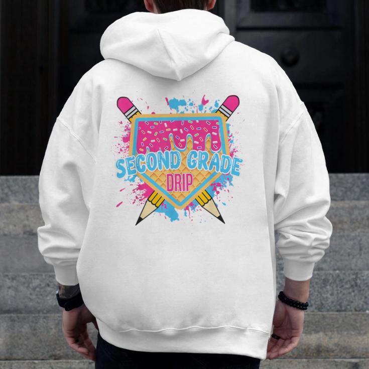 Second Grade Drip Ice Cream Home Plate Baseball Teachers Kid Men Zip Up Hoodie Back Print, funny design Second Grade Drip Ice Cream Home Plate Baseball Teachers Kid Men Zip Up Hoodie Back Print, funny design