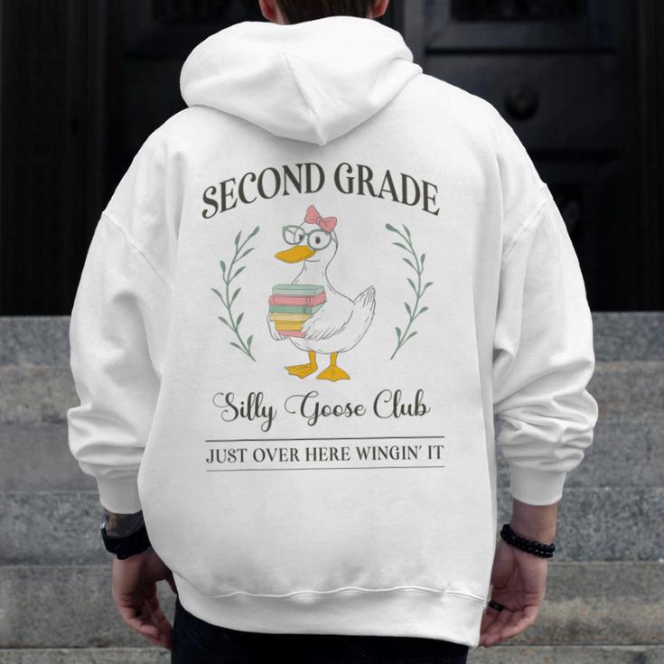 Second Grade Silly Goose Club For Teacher Or Student Men Zip Up Hoodie Back Print, funny design Second Grade Silly Goose Club For Teacher Or Student Men Zip Up Hoodie Back Print, funny design
