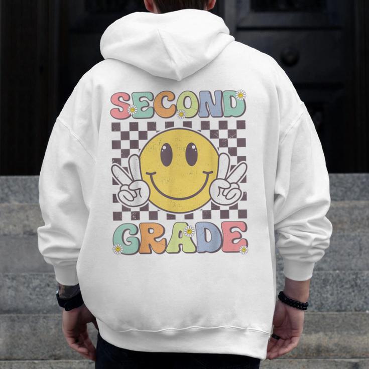 Second Grade Teachers Boys Girls Smile Face 2nd Grade Team Men Zip Up Hoodie Back Print, funny design
