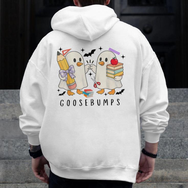 Silly Goose Spooky Teacher Halloween Cute Goosebumps Men Zip Up Hoodie Back Print, funny design Silly Goose Spooky Teacher Halloween Cute Goosebumps Men Zip Up Hoodie Back Print, funny design