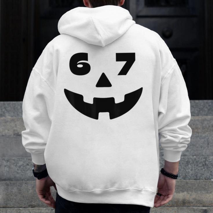 Six Seven Halloween Costume For Students Teachers 6 7 Men Zip Up Hoodie Back Print, funny design