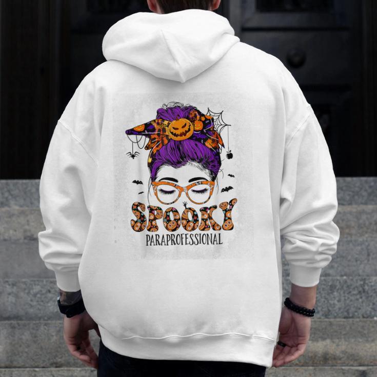 Spooky Paraprofessional Life Halloween Messy Bun Teacher For Men Women Men Zip Up Hoodie Back Print, funny design Spooky Paraprofessional Life Halloween Messy Bun Teacher For Men Women Men Zip Up Hoodie Back Print, funny design