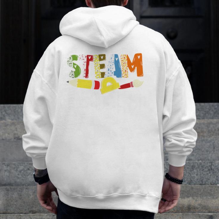 Steam Teacher Science Tech Engineering Arts Maker Men Zip Up Hoodie Back Print, Science Teacher Gifts, funny design