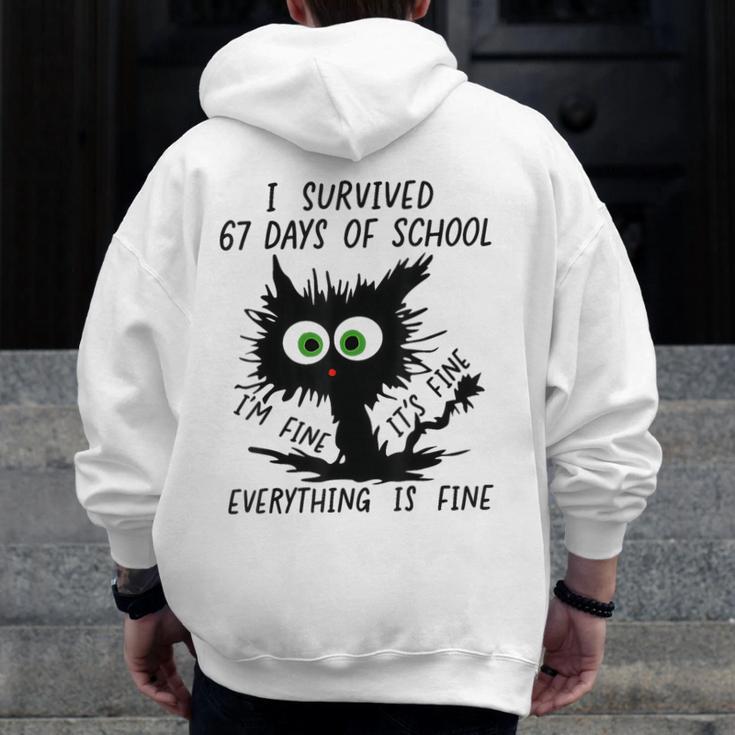 I Survived 67 Days Of School Teachers Students Humor Men Zip Up Hoodie Back Print, funny design