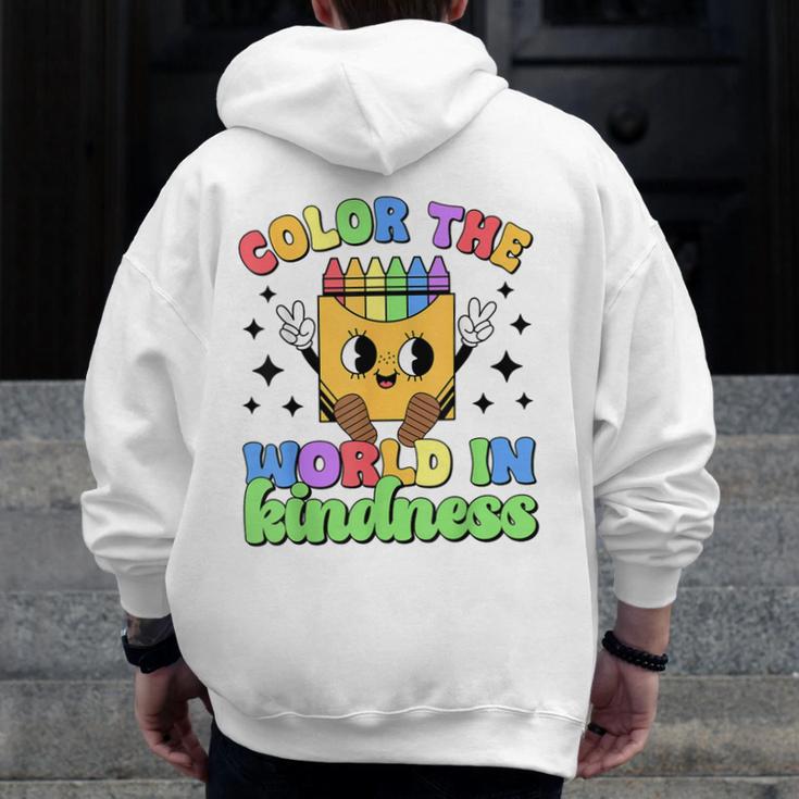 Teacher Back To School Color In Kindness Crayon Pencil Men Zip Up Hoodie Back Print, funny design Teacher Back To School Color In Kindness Crayon Pencil Men Zip Up Hoodie Back Print, funny design