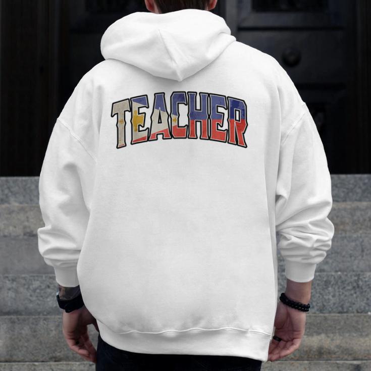 Teacher Filipino Vintage Heritage DNA Flag Men Zip Up Hoodie Back Print, funny design