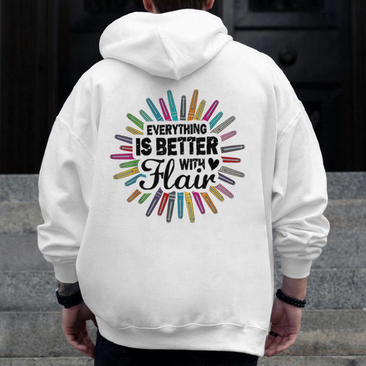 Teacher Flair Pen Art Lover School Supplies Men Zip Up Hoodie Back Print, funny design