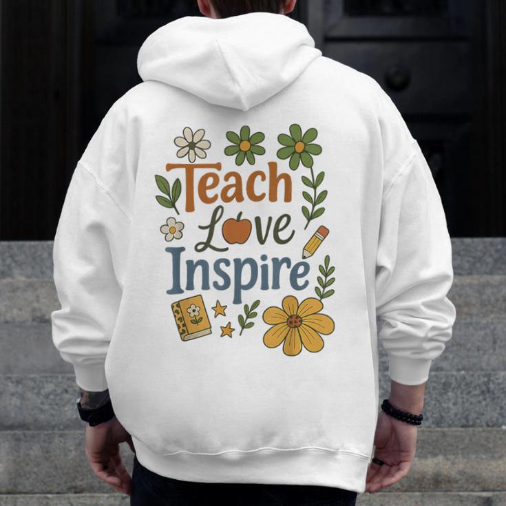 Teacher Inspire Love Men Zip Up Hoodie Back Print, funny design Teacher Inspire Love Men Zip Up Hoodie Back Print, funny design