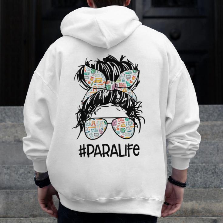 Teacher Para Life Tee Paraprofessional Cute Messy Bun Men Zip Up Hoodie Back Print, funny design Teacher Para Life Tee Paraprofessional Cute Messy Bun Men Zip Up Hoodie Back Print, funny design