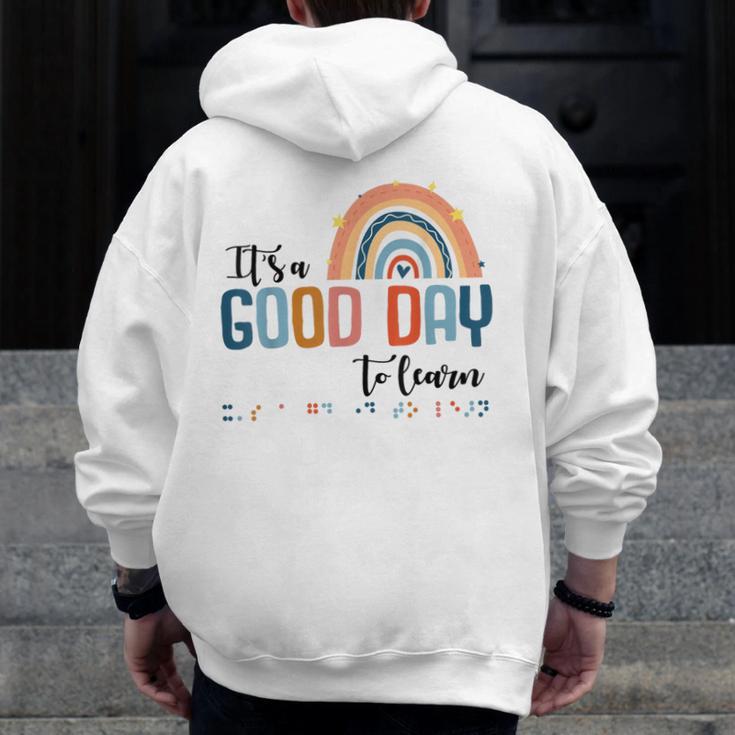 Teacher Of Visually Impaired Braille A Good Day To Learn Men Zip Up Hoodie Back Print, funny design