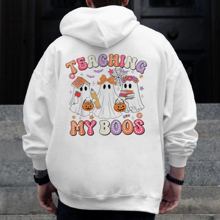 Teaching My Boos Cute Spooky Ghost Teacher Halloween Women Men Zip Up Hoodie Back Print, funny design Teaching My Boos Cute Spooky Ghost Teacher Halloween Women Men Zip Up Hoodie Back Print, funny design