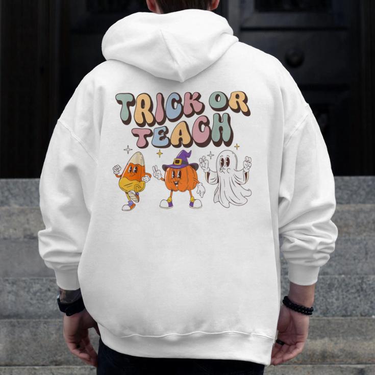 Trick Or Teach Candy Corn Pumpkin Ghost Teacher Men Zip Up Hoodie Back Print, funny design Trick Or Teach Candy Corn Pumpkin Ghost Teacher Men Zip Up Hoodie Back Print, funny design