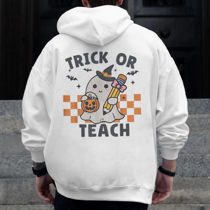 Trick Or Teach Teacher Men Zip Up Hoodie Back Print, funny design