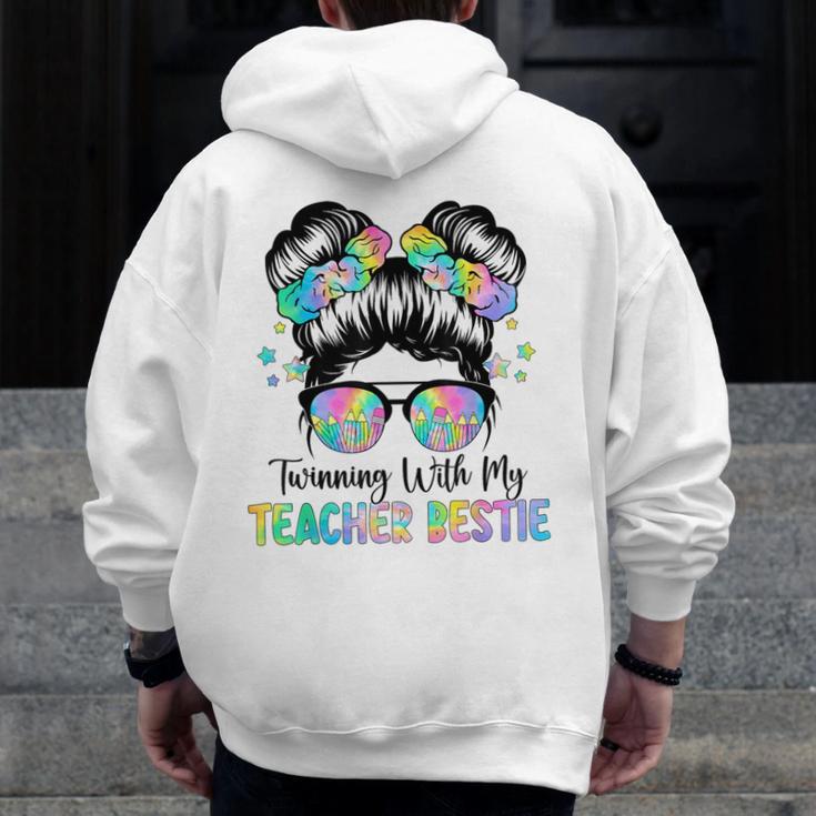 Twin Day Friends Teacher Twinning With My Bestie Men Zip Up Hoodie Back Print, Friend Gifts, funny design