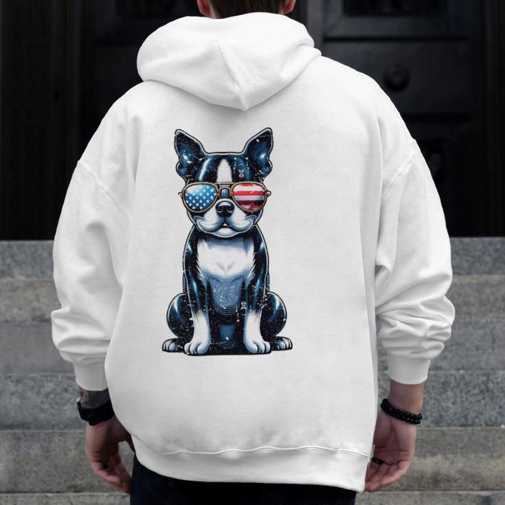 USA Flag Boston Terrier Best Dog Mom Ever 2025 Men Zip Up Hoodie Back Print, Couple Gifts, Mom Gifts, Boston Terrier Mom Gifts, funny design