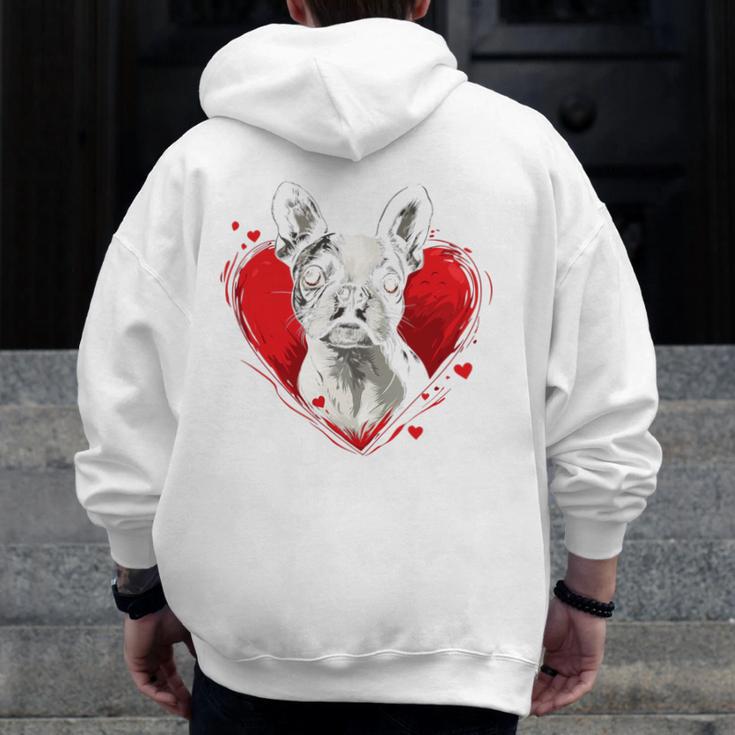 Valentine's Day Boston Terrier Dog Men Zip Up Hoodie Back Print, funny design