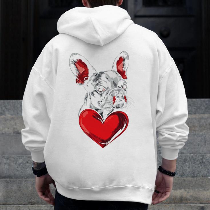 Valentine's Day Boston Terrier Dog Vector Men Zip Up Hoodie Back Print, funny design