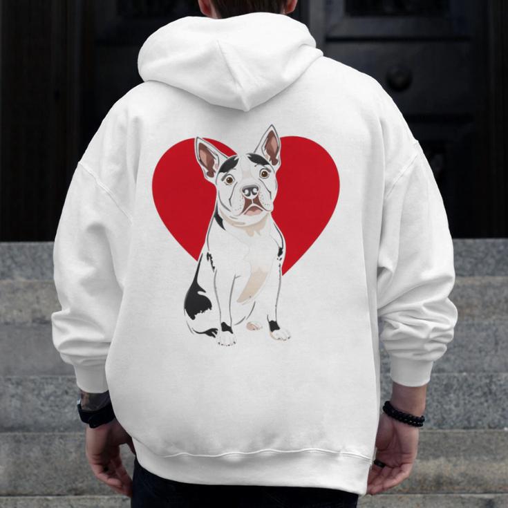 Valentine's Day Boston Terrier Lover Men Zip Up Hoodie Back Print, funny design