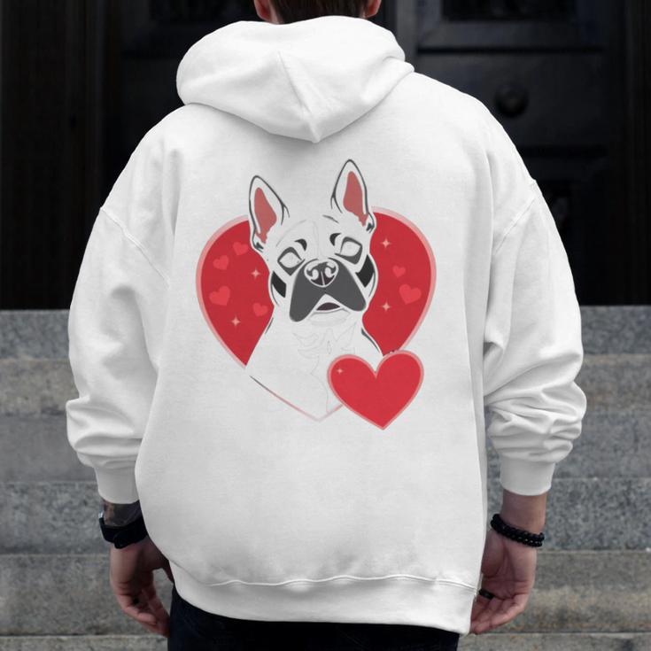 Valentine's Day Boston Terrier Men Zip Up Hoodie Back Print, funny design