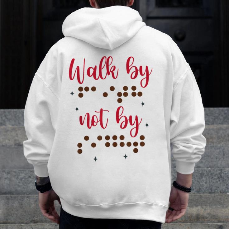 Visually Impaired Teacher Braille Bible Verse Walk By Faith Men Zip Up Hoodie Back Print, funny design Visually Impaired Teacher Braille Bible Verse Walk By Faith Men Zip Up Hoodie Back Print, funny design