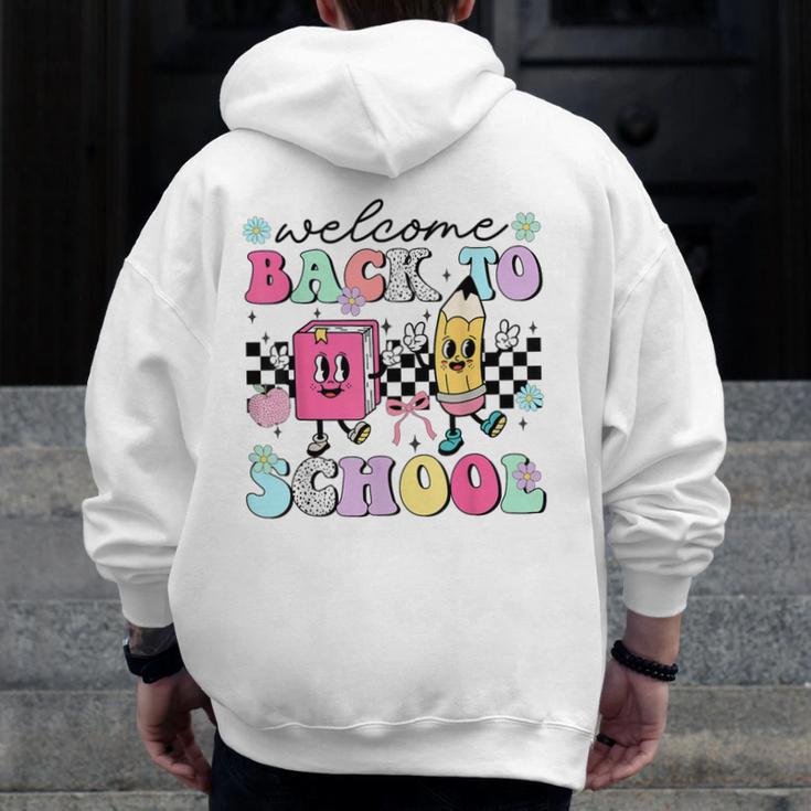 Welcome Back To School 2024 Teachers Students First Day Men Zip Up Hoodie Back Print, funny design