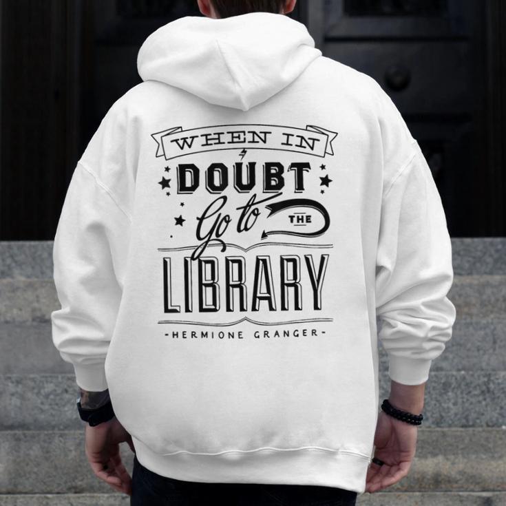 When In Doubt Go To The Library Teacher Vintage Book Lovers Men Zip Up Hoodie Back Print, funny design When In Doubt Go To The Library Teacher Vintage Book Lovers Men Zip Up Hoodie Back Print, funny design