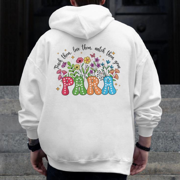 Wildflower Para Floral Paraprofessional Paraeducator Teacher Men Zip Up Hoodie Back Print, funny design Wildflower Para Floral Paraprofessional Paraeducator Teacher Men Zip Up Hoodie Back Print, funny design