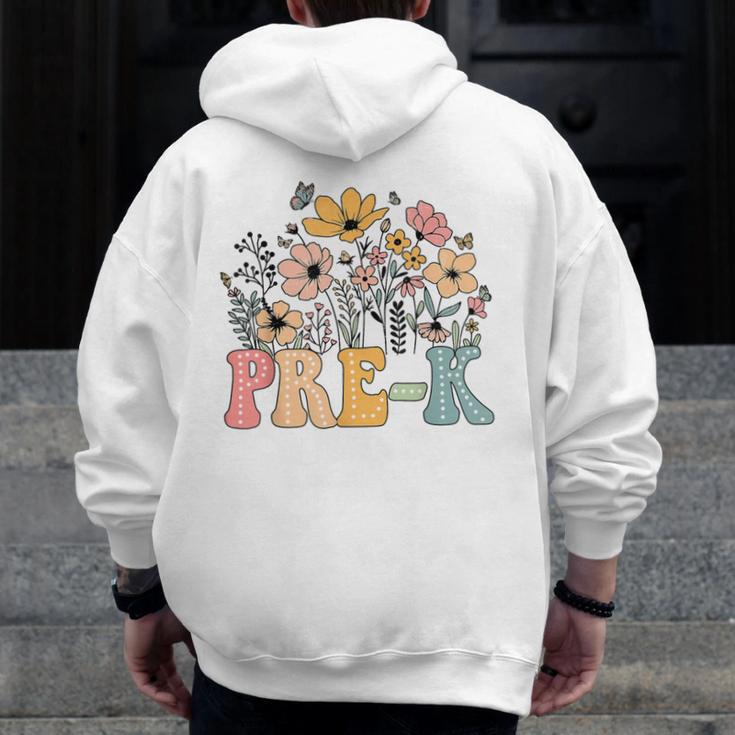 Wildflower Pre-K Preschool Team Floral Teacher Girls Men Zip Up Hoodie Back Print, funny design Wildflower Pre-K Preschool Team Floral Teacher Girls Men Zip Up Hoodie Back Print, funny design