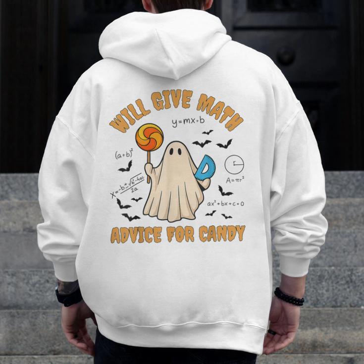 Will Give Math Advice For Candy Math Ghost Teacher Halloween Men Zip Up Hoodie Back Print, funny design Will Give Math Advice For Candy Math Ghost Teacher Halloween Men Zip Up Hoodie Back Print, funny design