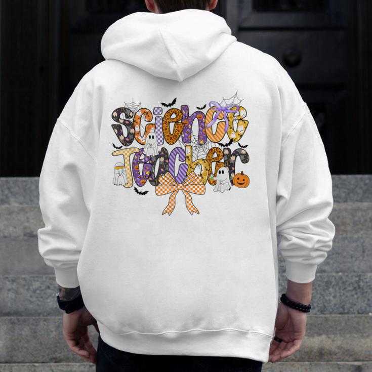 Women Spooky Science Teacher Halloween Science Stem Teacher Men Zip Up Hoodie Back Print, Science Teacher Gifts, funny design