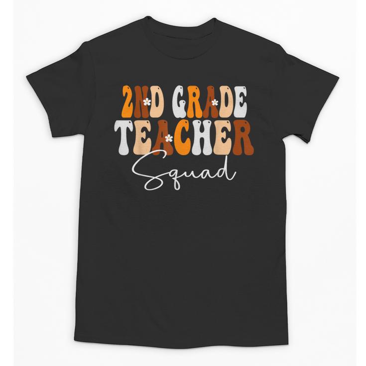 2nd Grade Teacher Squad Cute Women Groovy Fall Autumn Lovers Unisex T-Shirt