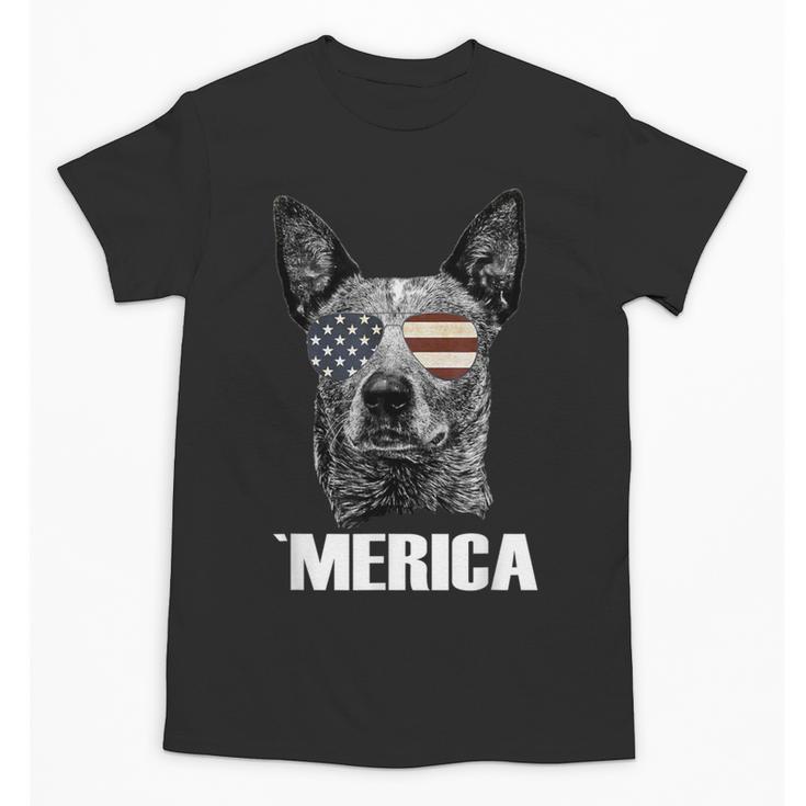 4th July Blue Heeler Dog Merica Patriotic USA Flag Cute Unisex T-Shirt