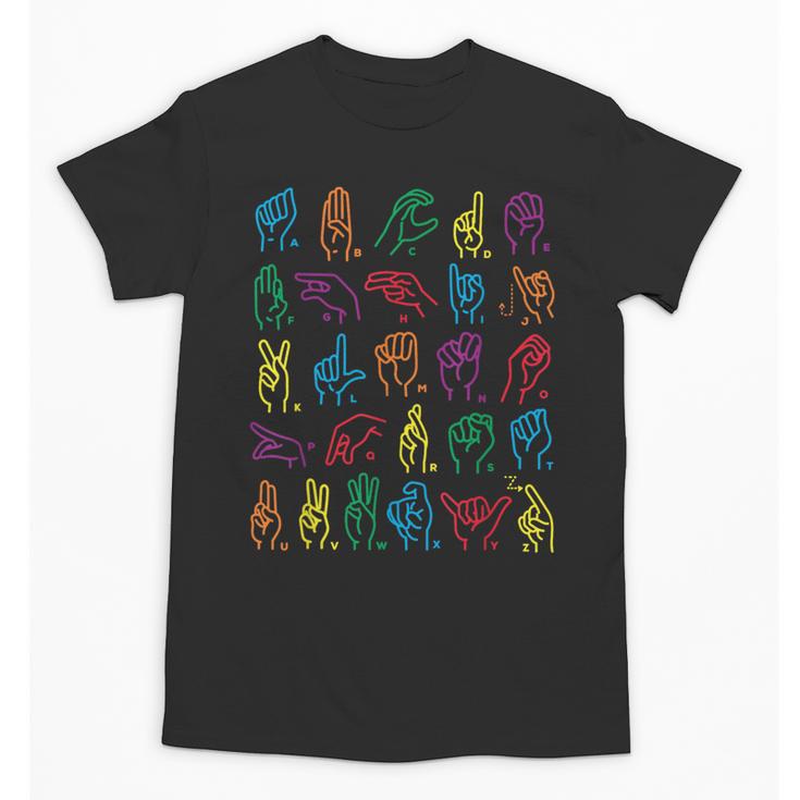 ABC Sign Language Chart Teacher Hand Letter Alphabet ASL Unisex T-Shirt