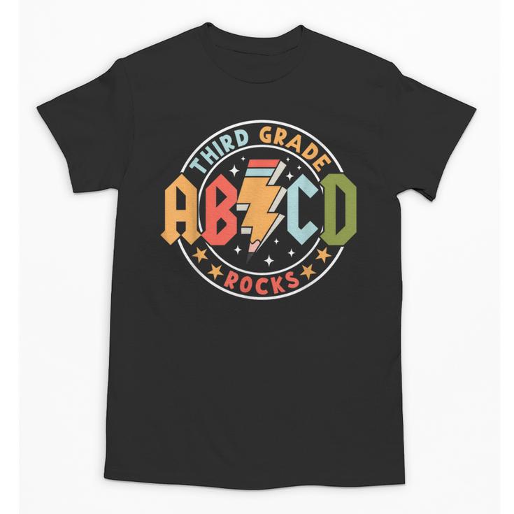 ABCD 3rd Grade Rocks Pencil Lightning Teachers Rock Boys Unisex T-Shirt