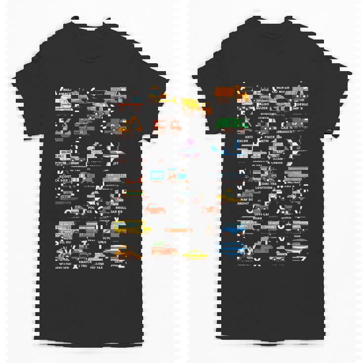 Alphabet Vehicles ABCs Learning Teachers Kids Boys Girls Unisex T-Shirt