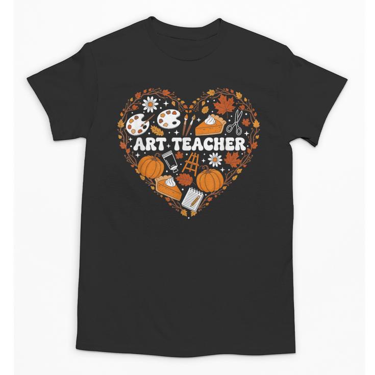 Art Teacher Heart Autumn Thanksgiving Kids Unisex T-Shirt