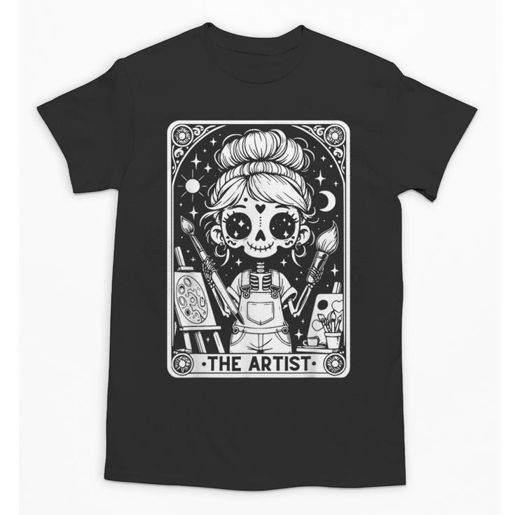Artist Tarot Card Skeleton Painter Art Teacher Witchy Unisex T-Shirt